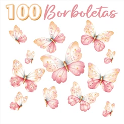 100 Adesivos De Parede Borboletas Tons claros Decoração Quarto Infantil - Adesivo