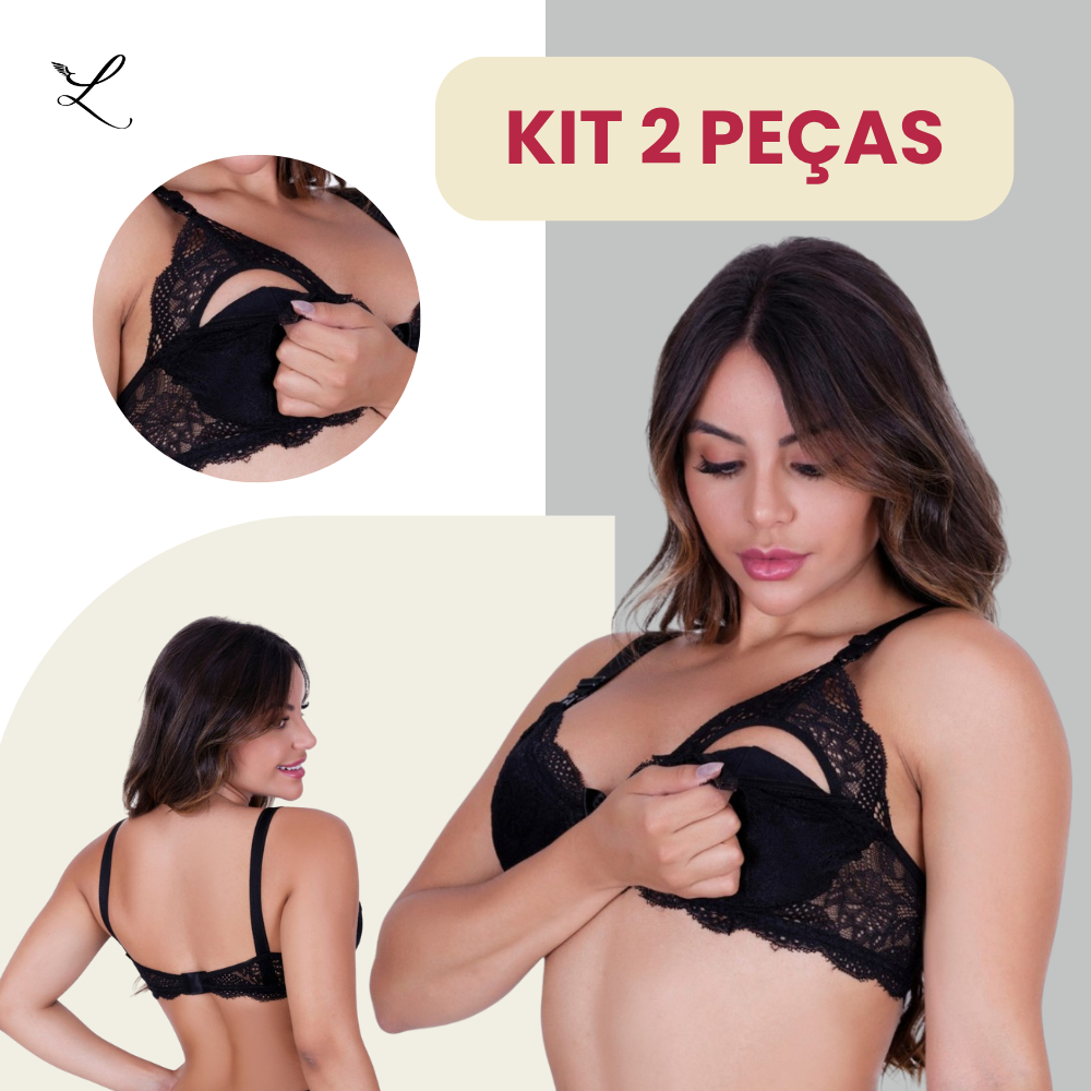 Kit 2 Sutiãs Amamentação Renda Conforto Sem Bojo Alças Largas Pós-Parto (Varias Cores) Frete Grátis em Oferta na Shopee