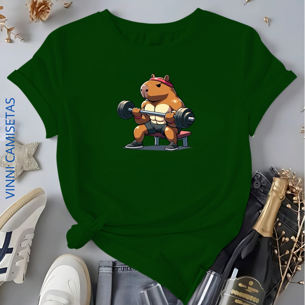 Camiseta Estampada Capivara Maromba Em Alta Camisa 100% Algodão Unissex Feminina E Masculina