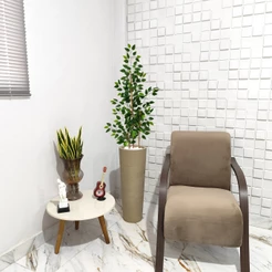 Bambu Da Sorte Artificial 150cm Vaso Grafiato Mármore Pedra