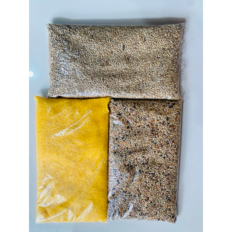 KIT MIX DE COLEIRO, CANÁRIO, CÚRIO E TIZIU ALPISTE, CANJIQUINHA C/ MEL E MISTURA DE PAINÇO