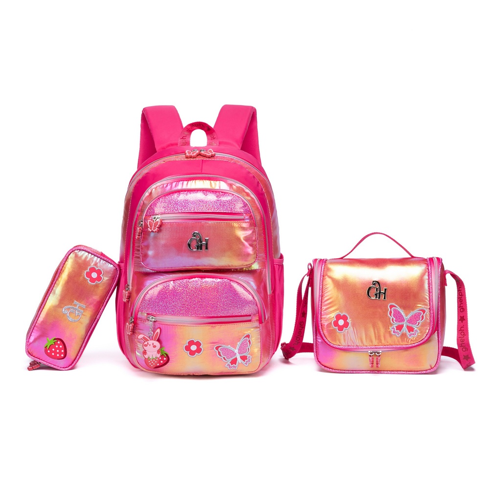 Kit Mochila Infantil Juvenil Escolar Guelph Menina Estojo Lancheira Espaçosa Resistente