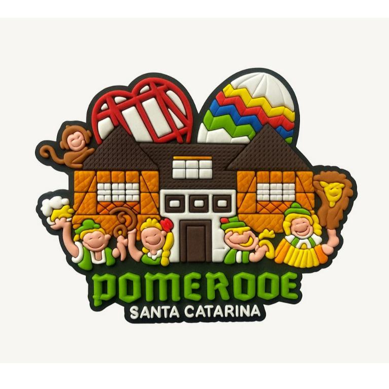 Ímã de Geladeira Pomerode SC Emborrachado Casas Enxaimel Lembrança Alemã Souvenir