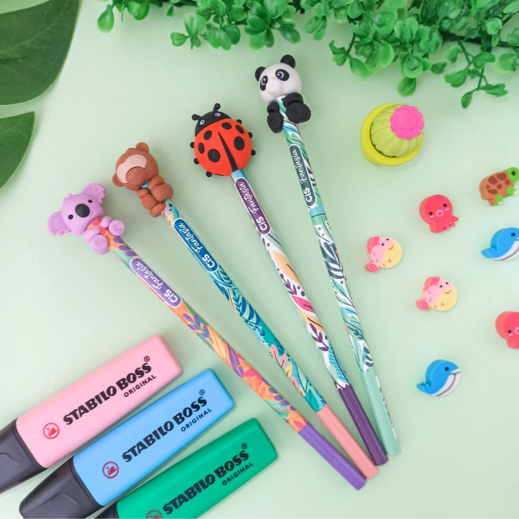 Kit 4 Lápis Fantasia Abraçadinho CiS – Lápis Decorados com Design Fofo em Oferta na Shopee