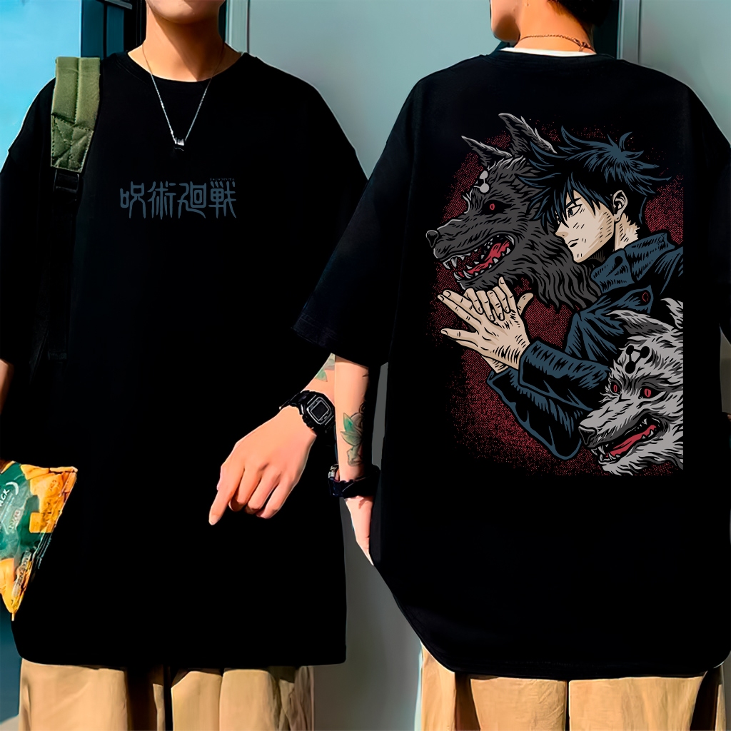 Camiseta Estampada Oversized Anime Treino Academia Megumi Jujutsu Camisa Algodão Feminino Masculino