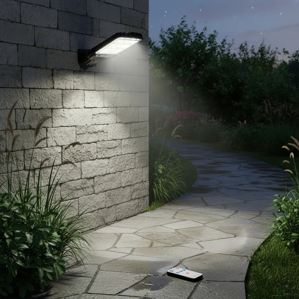 Luminária Solar Parede 108 COB Carregar LED Luz Branco frio Prova D'Água Sensor Presença 3 funções