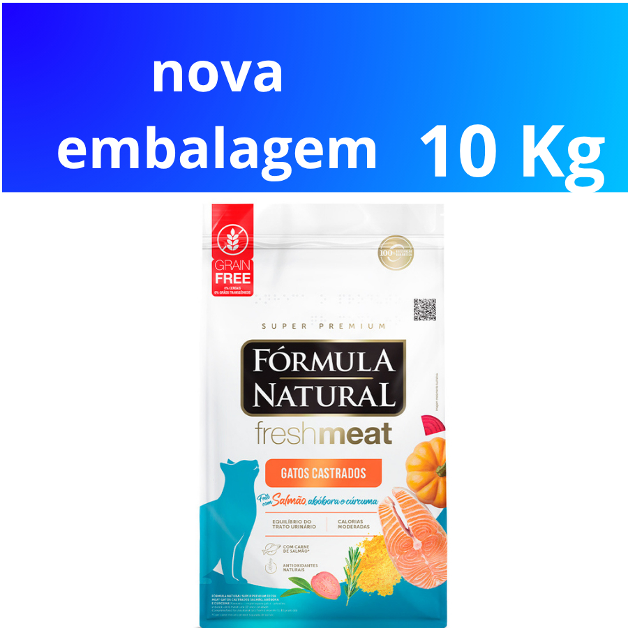 Ração Seca Fórmula Natural Fresh Meat Salmão para Gatos Castrados 10 KG