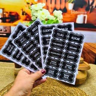 50 Adesivos Para Potes de Temperos Mantimentos Vinil Resistente A Prova D'água Etiquetas 5x3cm em Oferta na Shopee