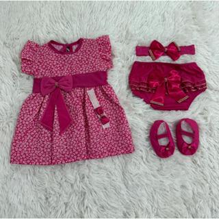 kit vestido 5 peças com laço para menina em Oferta na Shopee