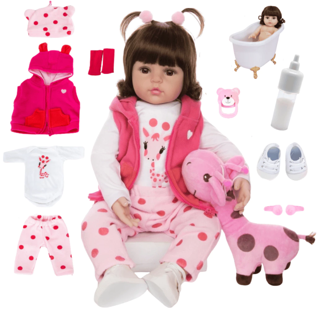 Boneca Bebê Reborn Girafinha Luxo Nova Realista Pode Dar Banho Envio Imediato — imagem 1