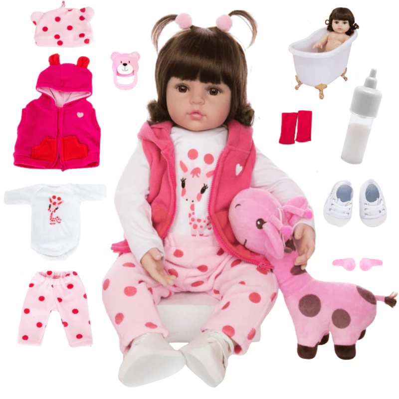 Boneca Bebê Reborn Realista de Silicone Original Luxo Girafinha Pode Dar