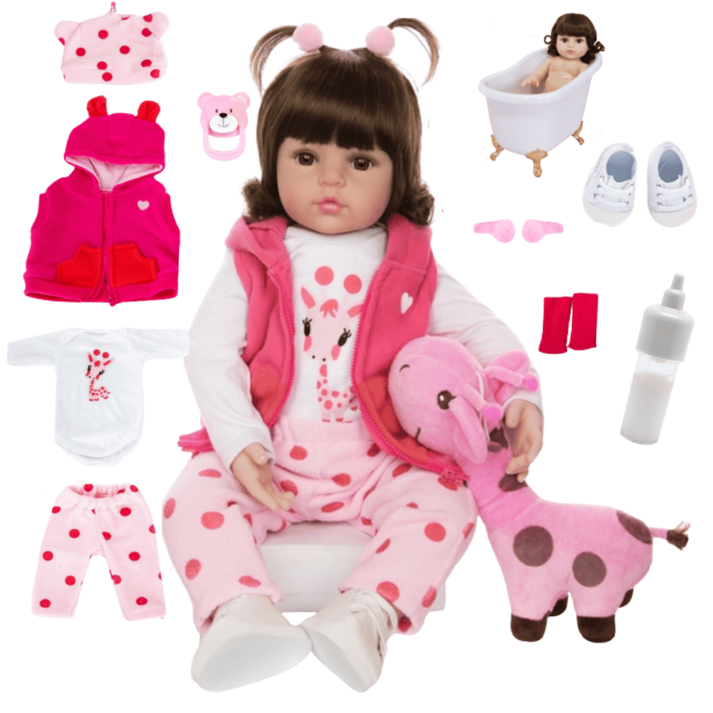 Boneca Reborn Girafinha – Bebê Realista em Silicone, Pode Dar Banho, Envio Imediato em Oferta na Shopee