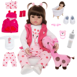 Boneca Bebê Reborn Girafinha Realista Silicone Menina Pode dar Banho