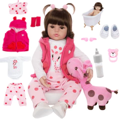 Boneca Reborn Menina em Silicone Girafinha Original e Realista Pode Dar Banho