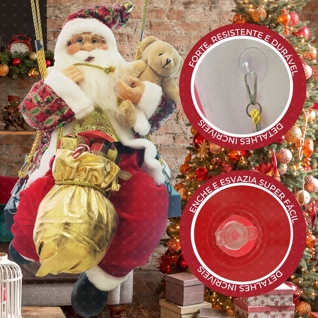 Papai Noel No Balão Musical Enfeite Natalino Natal - 1.9m