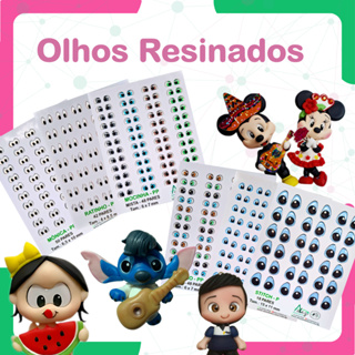 Olhos Resinados para Massa de Biscuit - Escolha o Modelo (Stitch, Mickey, Mônica, Bruno, Mocinha) em Oferta na Shopee