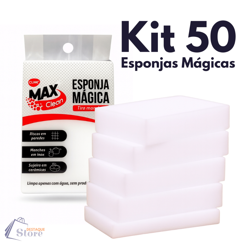Kit Até 50 Esponja Magica Tira Manchas Melamina Branca Desengordura Limpeza Profunda em Oferta na Shopee