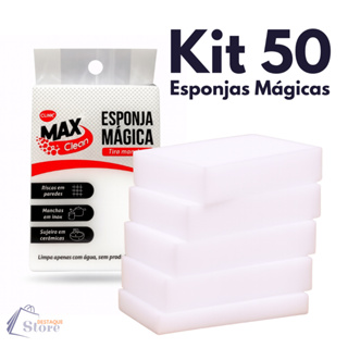 Kit Até 50 Esponja Magica Tira Manchas Melamina Branca Desengordura Limpeza Profunda em Oferta na Shopee
