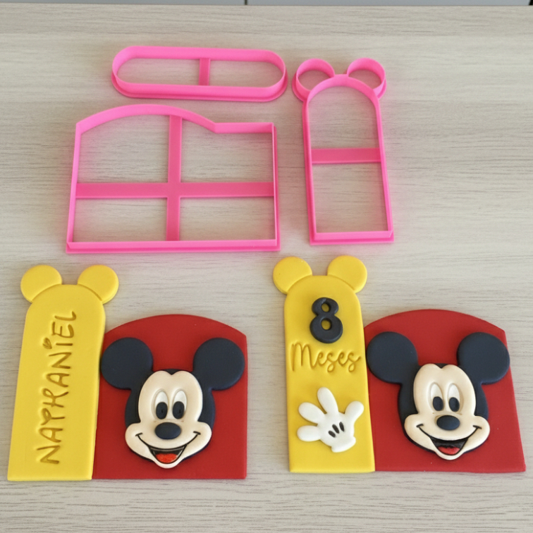 Cortador Moldura Mickey Mouse - Biscoito, Pasta Americana, Fondant, Biscuit, Artesanato Disney - 9cm