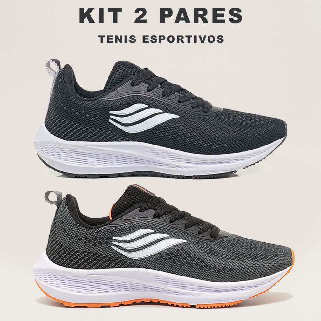 Kit 2 Pares Tênis Masculino Para Academia Corrida Caminhada Bonito Confortável Olymp Original Leve