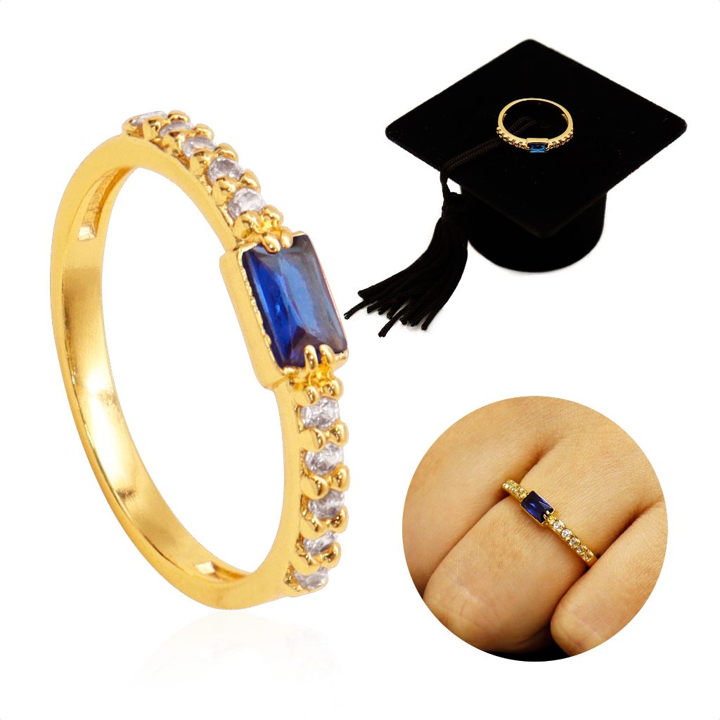 Anel De Formatura Feminino Em Moeda Antiga Banhado A Ouro 18k - Agronomia (Capelo) Line