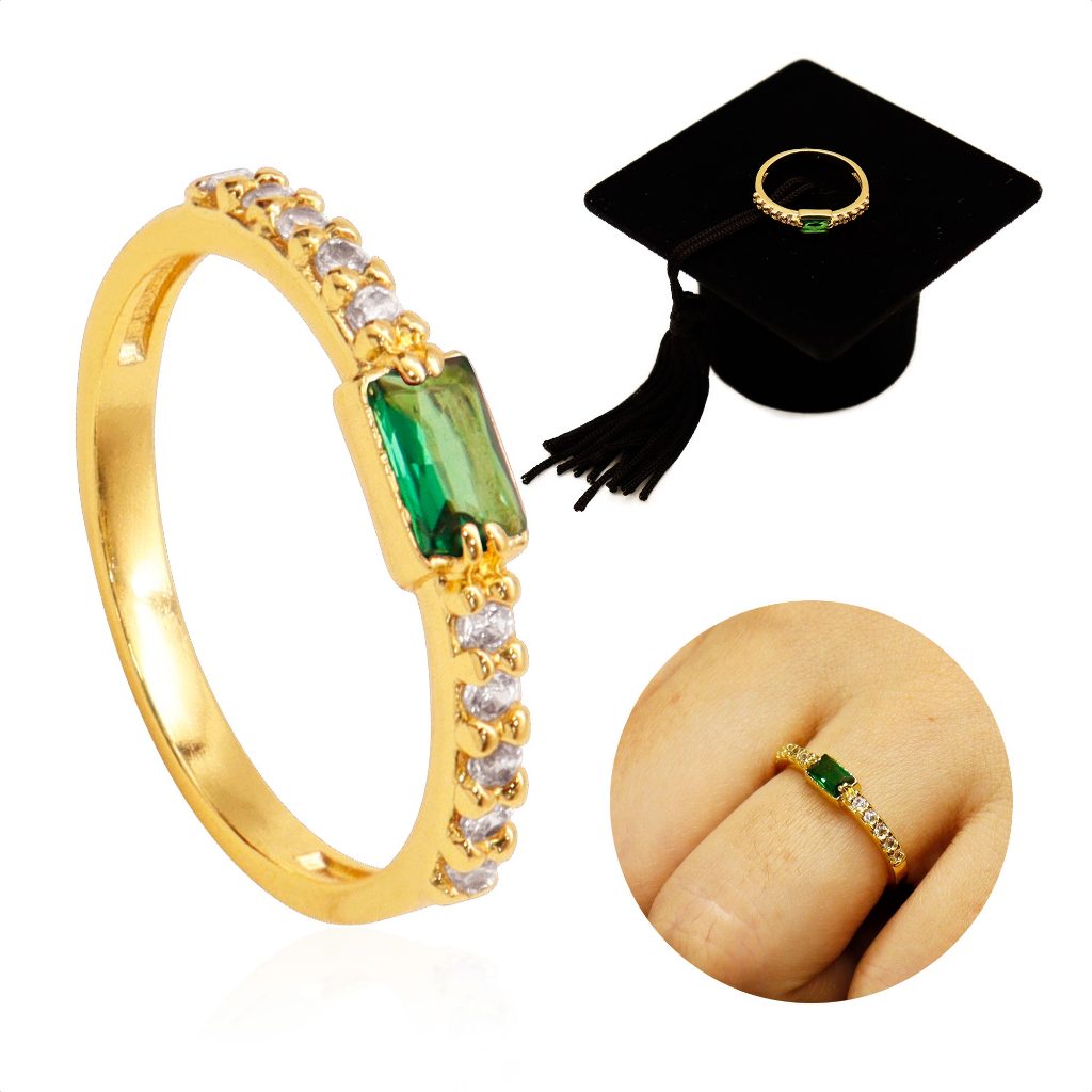 Anel De Formatura Feminino Em Moeda Antiga Banhado A Ouro 18k - Biomedicina (Capelo) Line