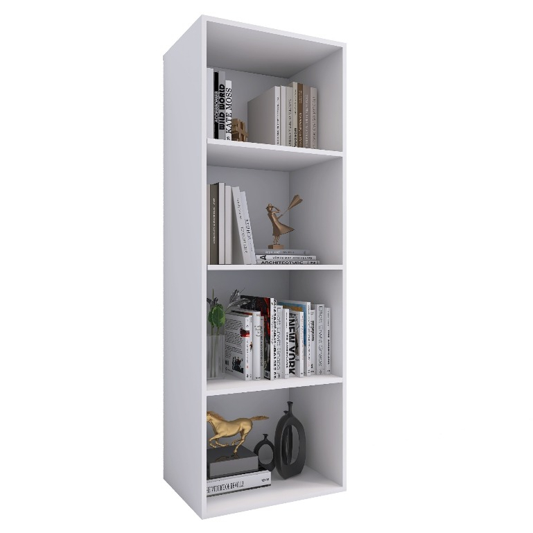Estante livreiro organizador multiuso armario multifuncional prateleiras livros 4 nichos gold branco