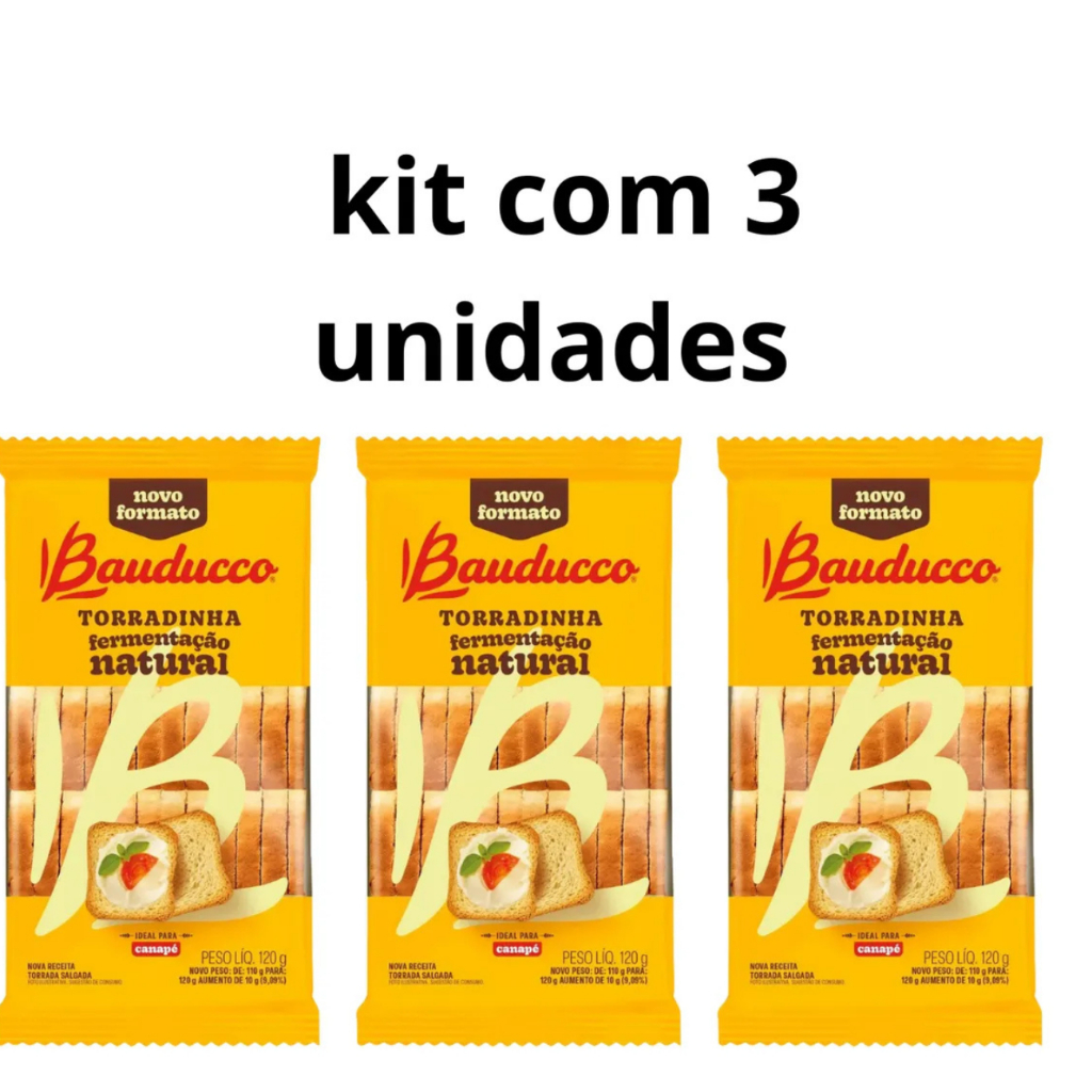 kit 3 Torrada Canapé Bauducco 120g Fermentação Natural em Oferta na Shopee