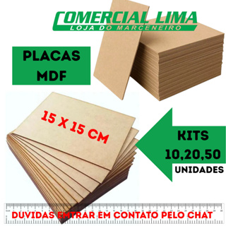 Kit 10 20 50 Un Chapa 15 x 15 MDF Cru 3mm Para Quadros Decorativos Porta Retrato Artesanato Adesivar em Oferta na Shopee
