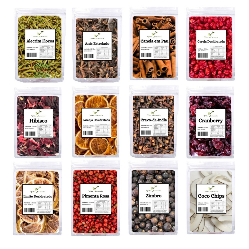 Kit 12 Sachês Especiarias Para Gin Chá Drinks Bebidas
