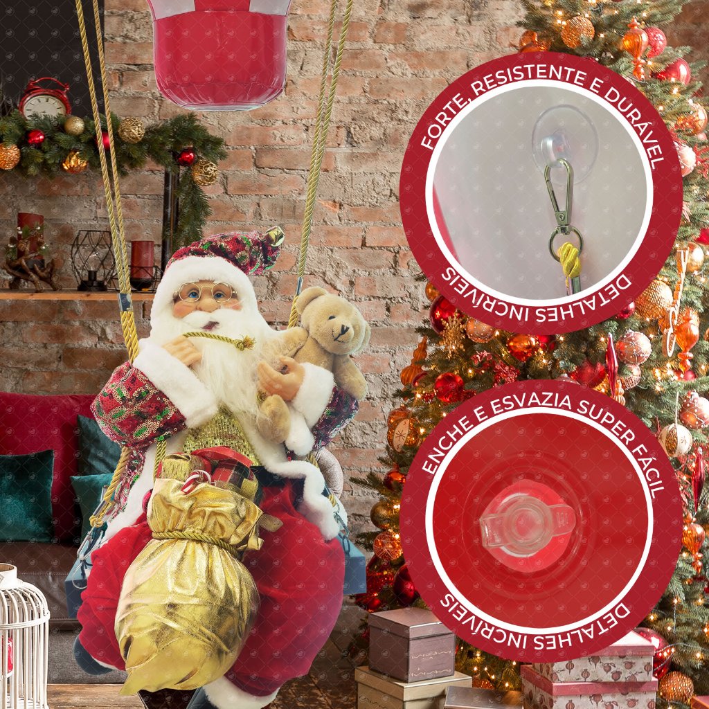 Papai Noel No Balão Musical Enfeite Natalino Natal – 88cm