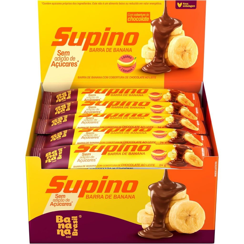 Barra De Frutas Supino Zero Banana Com Cobertura Chocolate Ao Leite Com 20 Unidades de 24g Banana Brasil em Oferta na Shopee