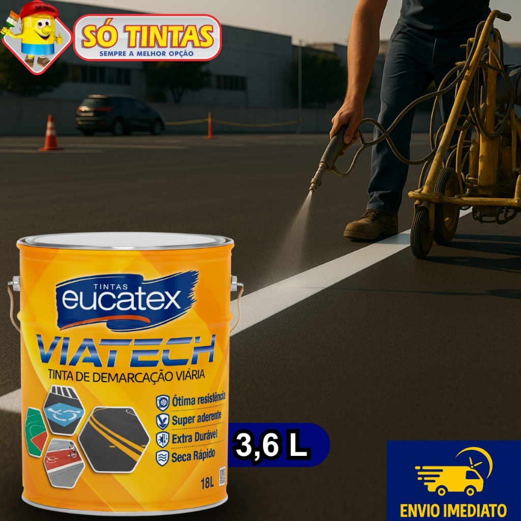 Tinta de Demarcação Viária Eucatex Via Tech 3,6L, Secagem Rápida, Alta Resistência, Pavimentação em Oferta na Shopee