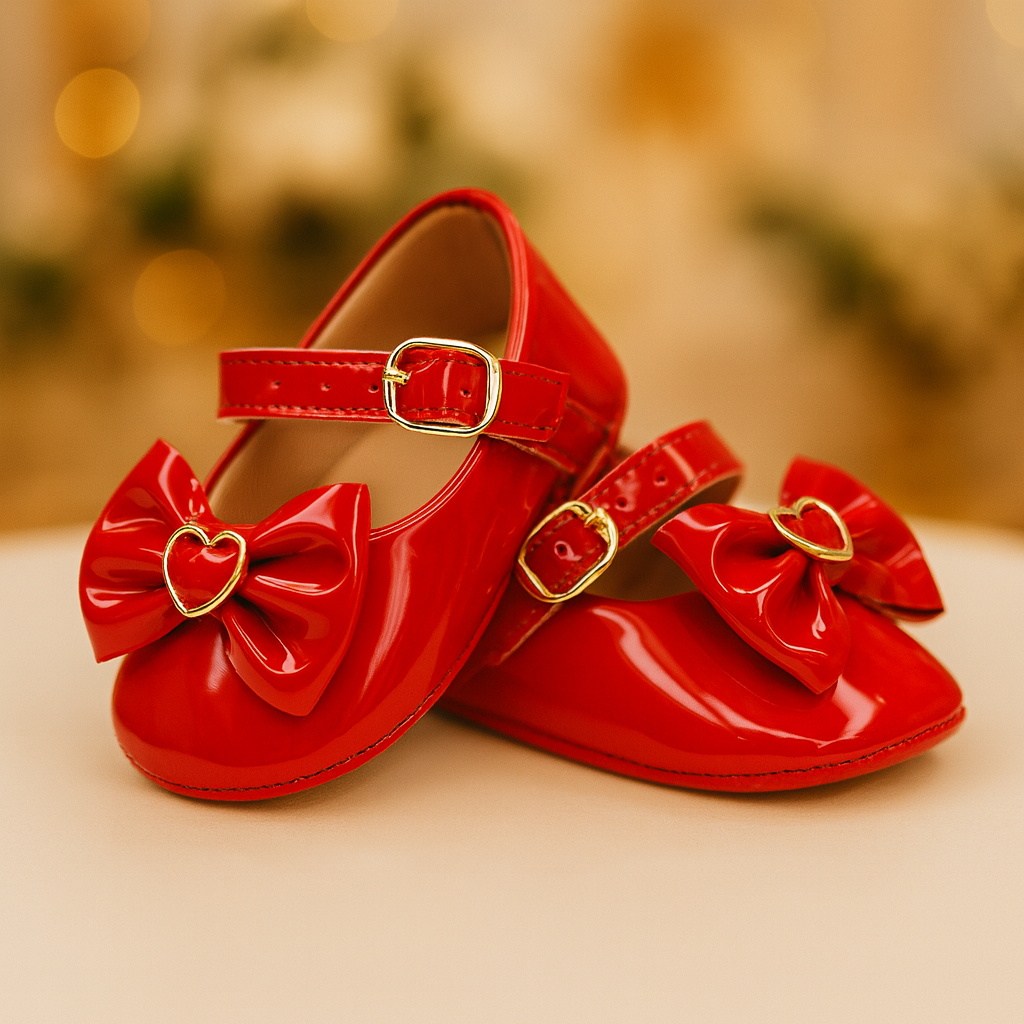 Sapatilha Bebê Feminina Laço Coração Daminha Festa Batizado Vermelha em Oferta na Shopee