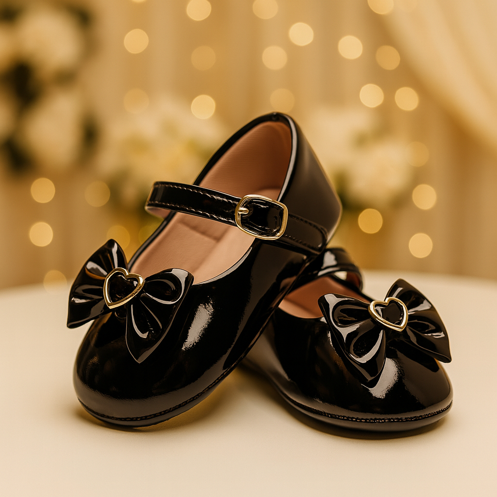 Sapatilha Bebê Feminina Laço Coração Daminha Festa Batizado Preta em Oferta na Shopee