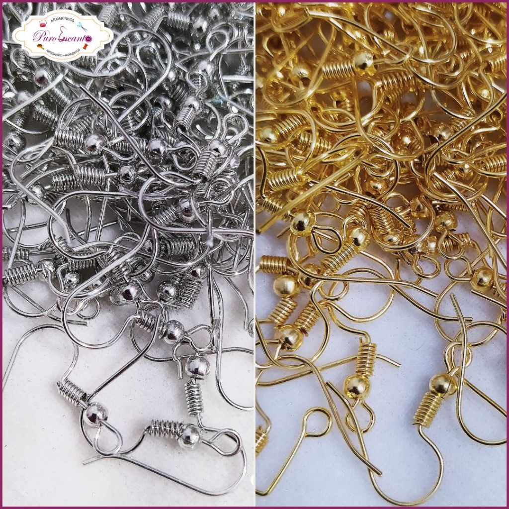 Base Anzol para Brincos 14mm – Prata e Dourado | 100% Ferro | Peças para Montagem de Bijuterias Artesanais em Oferta na Shopee