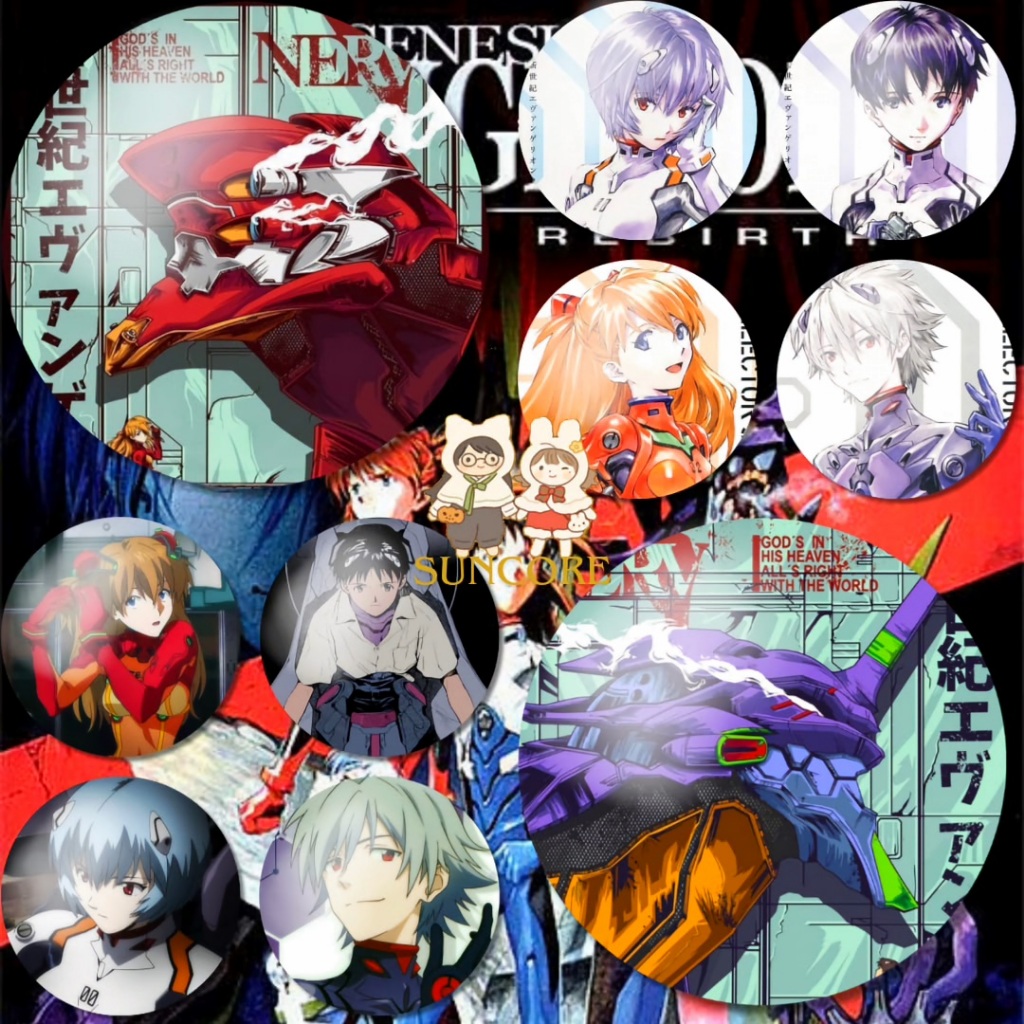 Bottons Anime Evangelion 4,4 cm – Shinji, Rei, Asuka e mais personagens botons pin em Oferta na Shopee