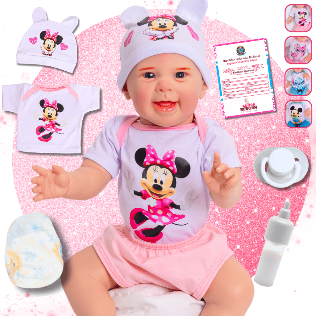 Boneca Bebê Reborn Realista Menina Mayze Minnie 100% Silicone Pode Dar Banho Original Envio Imediato em Oferta na Shopee