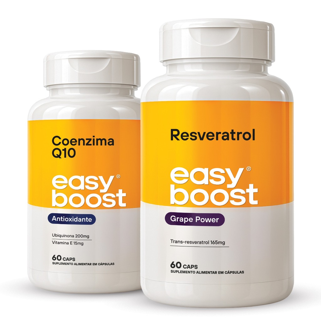 Coenzima Q10 60 Cáps + Resveratrol 60 Cáps  Easy Boost | Suplementos Antioxidantes Cápsulas
