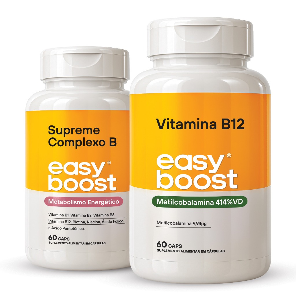Complexo B 60 Cáps + Vitamina B12 60 Cáps Easy Boost | Suplemento Vitaminas do Complexo B