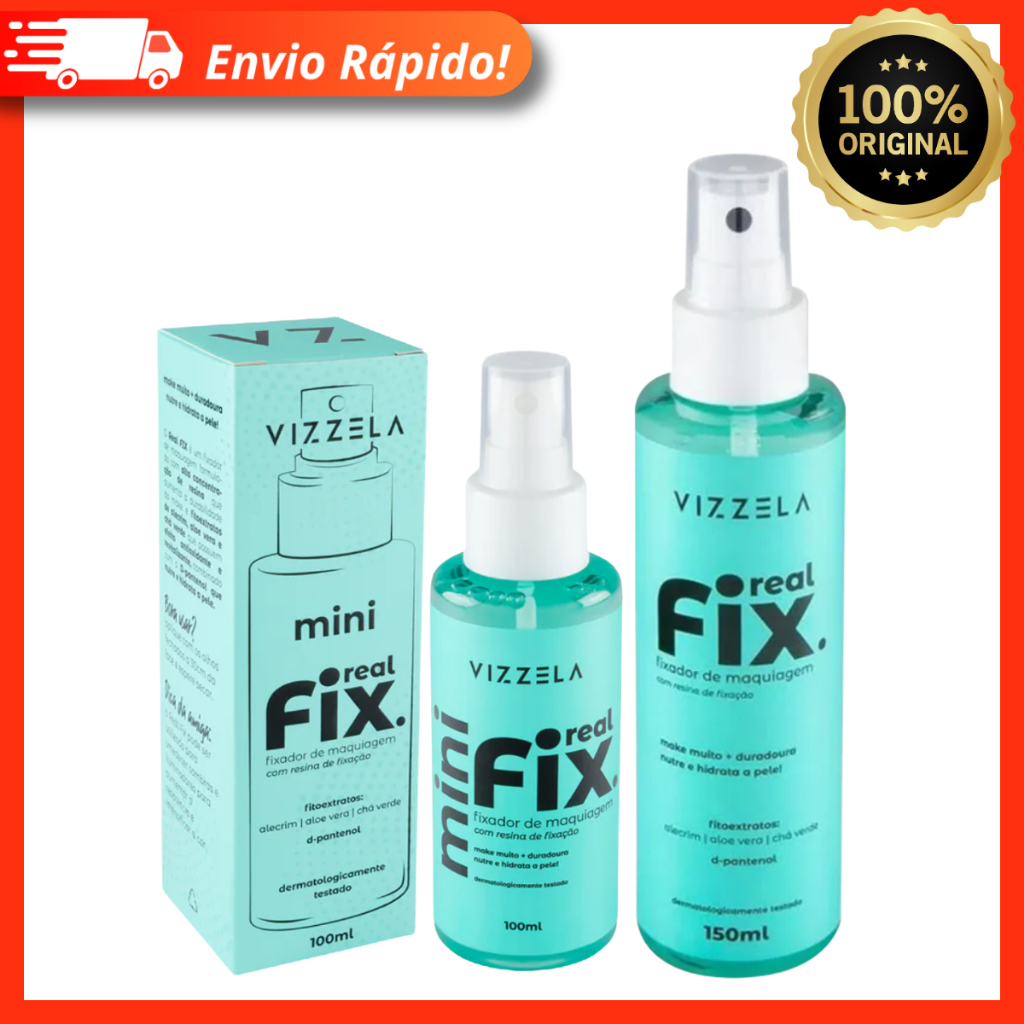 Kit Vizzela Fix: Fixador de Maquiagem - Real Fix - 150ml + Mini Real fix 100ml