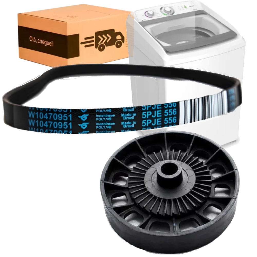 Kit Correia e Polia V Compativel Lavadora Brastemp Consul W10470951