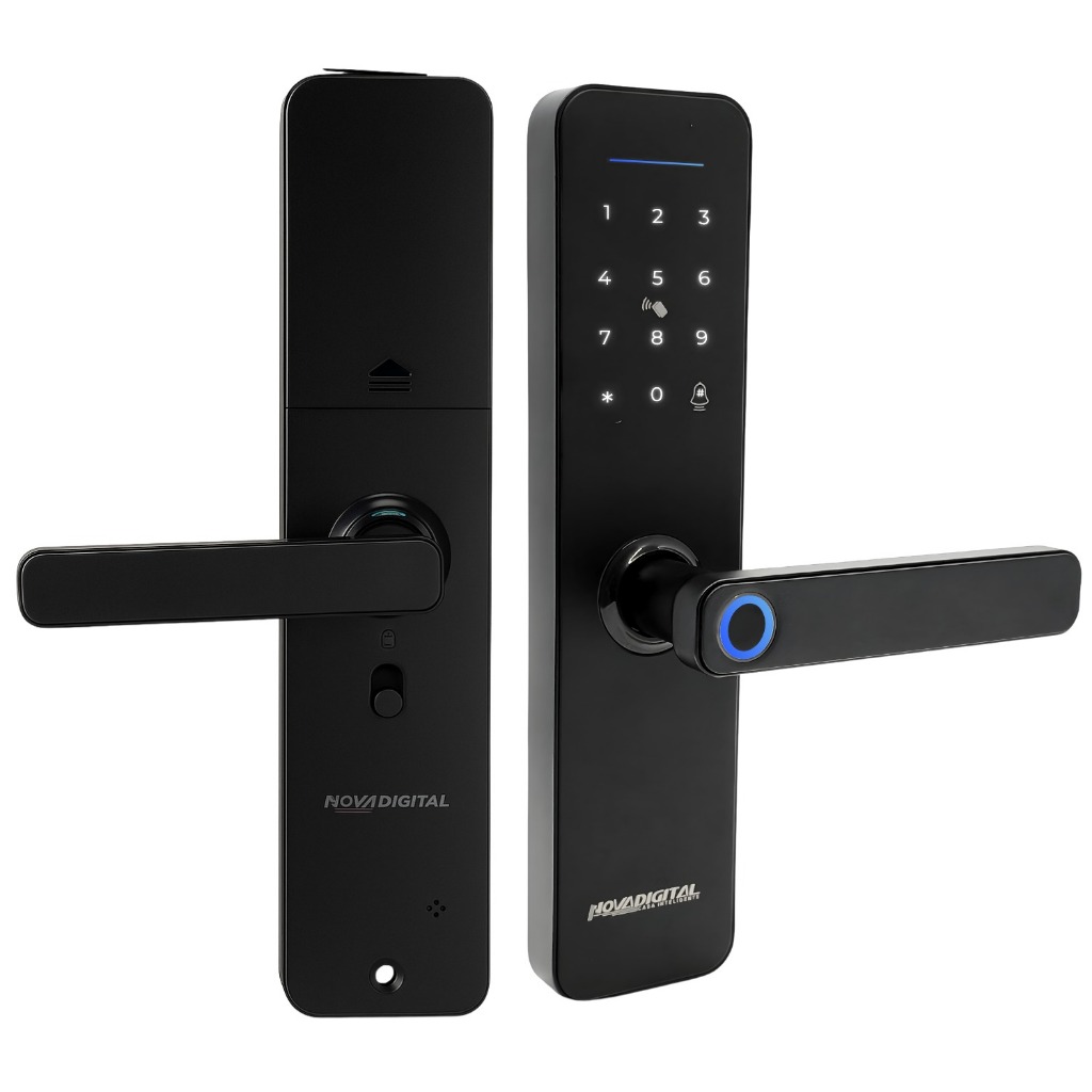 Fechadura Digital Biométrica Novadigital Black WiFi Integrado Smart Home Senha e Cartão de Acesso em Oferta na Shopee