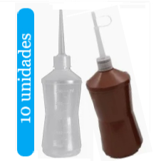 Kit 10un Frasco Almotolia 250ml Bico Reto Bisnaga - Frasco com bico aplicador e tampa no bico