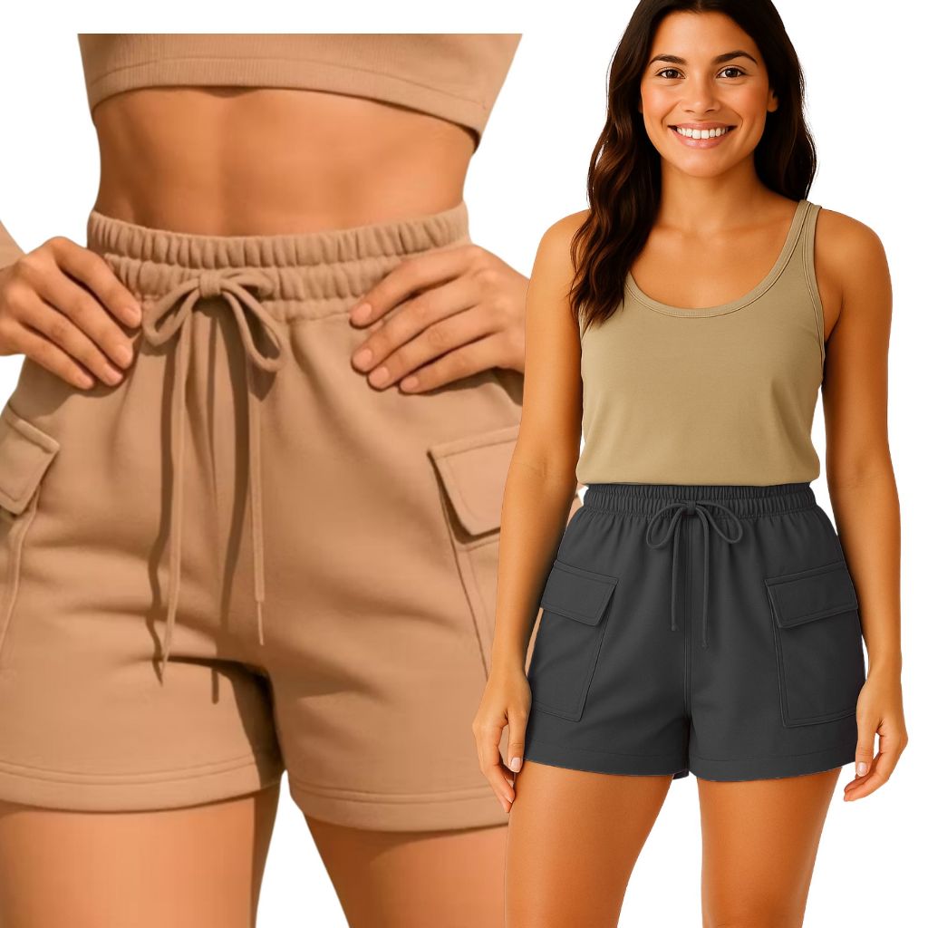 BERMUDA FEMININA DE MOLETOM CASUAL E LEVE CONFORTÁVEL SOLTINHO ALGODÃO