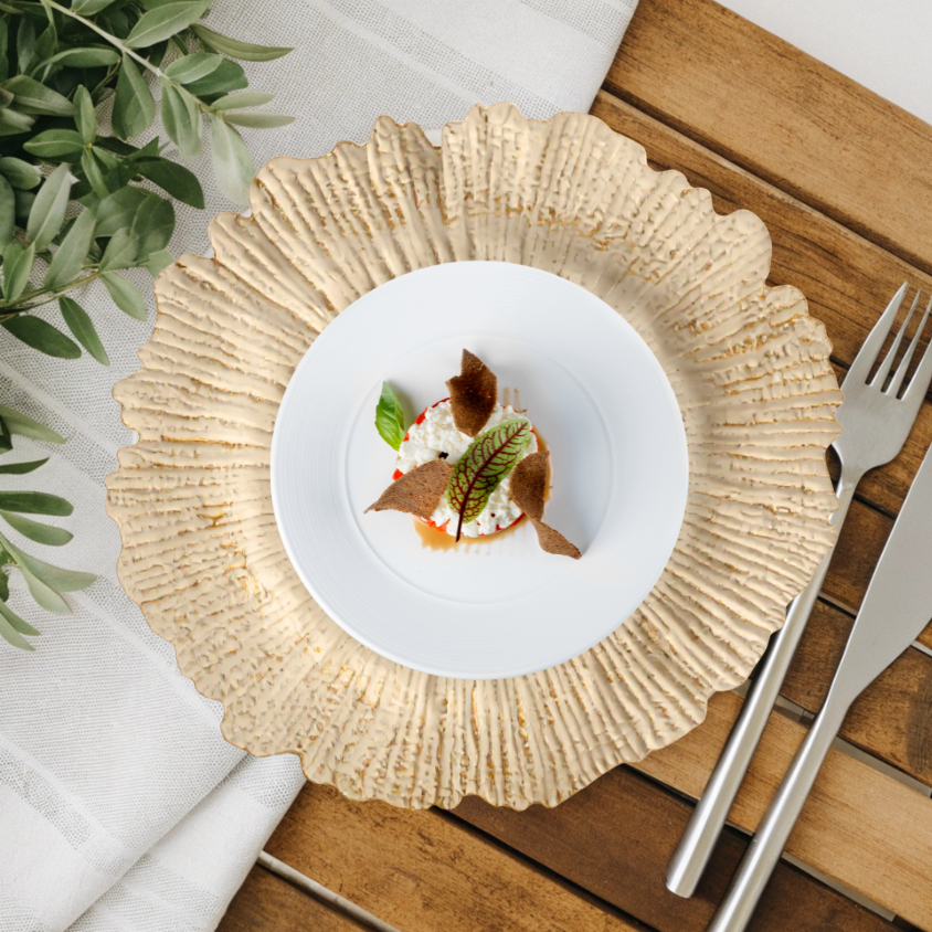 Kit Sousplat Luxo Clássico Champanhe Dourado Mesa Posta Jantar Qualidade Jogo Americano Casamento em Oferta na Shopee