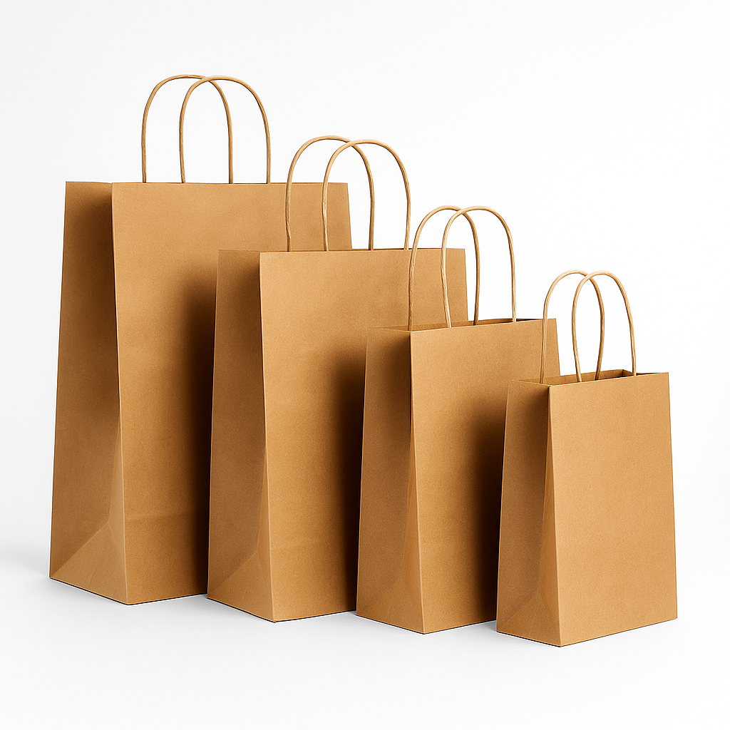 Kit 50 Sacola Papel Kraft PP P M G Monolúcido Embalagem Presente Bolsa Ecológica Alça Torcida