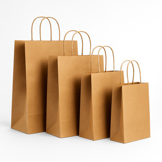 Kit 50 Sacola Papel Kraft PP P M G Monolúcido Embalagem Presente Bolsa Ecológica Alça Torcida em Oferta na Shopee