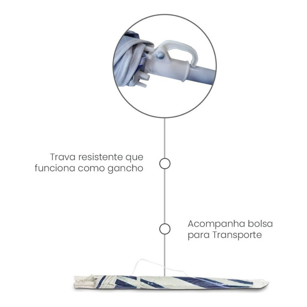 Guarda-sol Mor 1.80m Resistente Praia Guarda Sol Mor Cor Ver Azul Listras