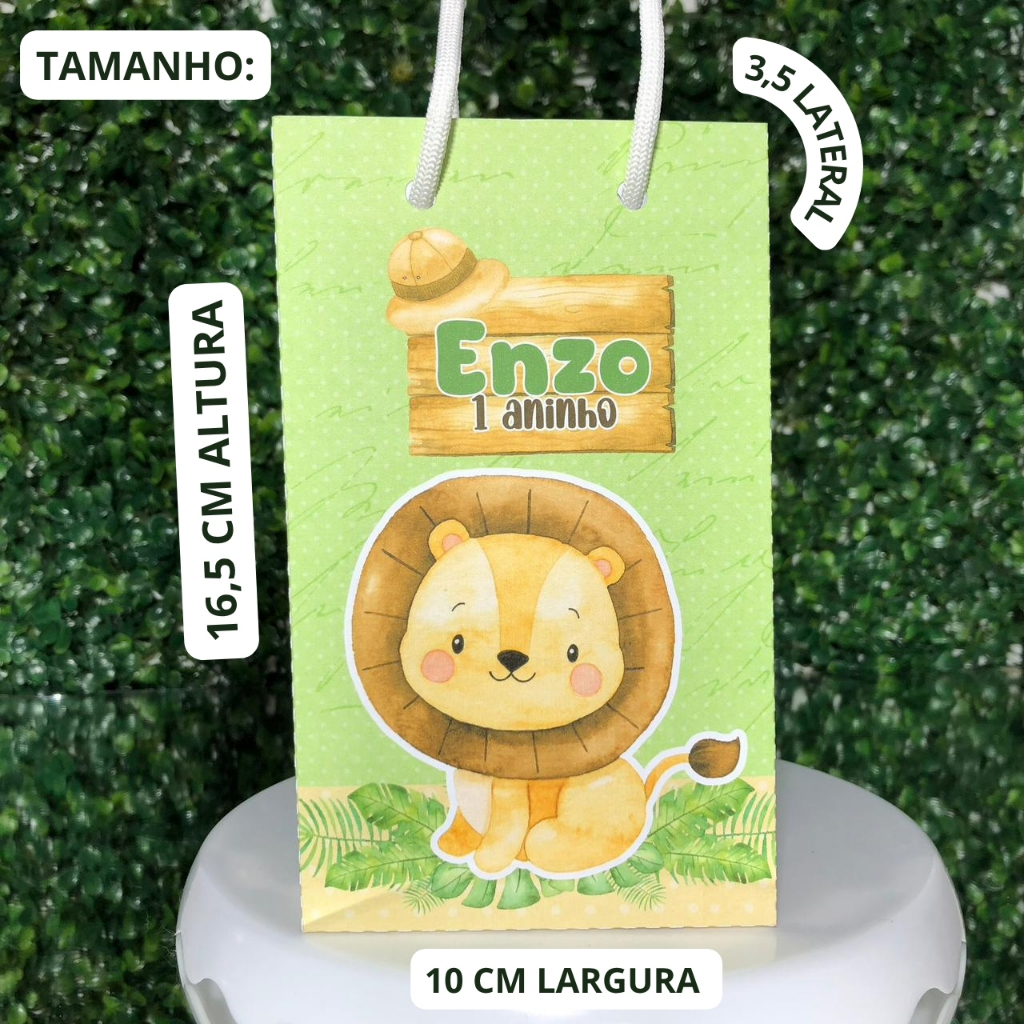 SACOLINHA SURPRESA PERSONALIZADA - TEMA SAFARI VERDE - DECORAÇÃO - FESTA DE ANIVERSARIO - (PEGUE E MONTE) - LEMBRAÇINHAS